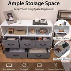 Commode Costway 5/7 tiroirs pour chambre à coucher, avec 2 grands bacs en tissu, Blanc