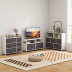 Commode Costway 5/7 tiroirs pour chambre à coucher, avec 2 grands bacs en tissu, Blanc