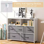 Commode Costway 5/7 tiroirs pour chambre à coucher, avec 2 grands bacs en tissu, Blanc