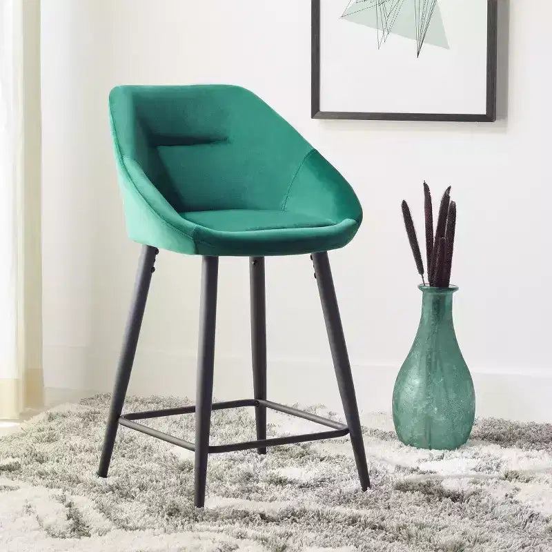Tabouret de comptoir Zorica - BST7502 - Émeraude/Noir - Safavieh