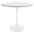 LeisureMod Bristol Table à manger ronde de 36 po de style moderne du milieu du siècle avec plateau en MDF et base en fer blanc pour cuisine, salle à manger, petit-déjeuner et petits espaces