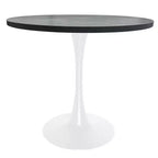 LeisureMod Bristol Table à manger ronde de 36 po de style moderne du milieu du siècle avec plateau en MDF et base en fer blanc pour cuisine, salle à manger, petit-déjeuner et petits espaces