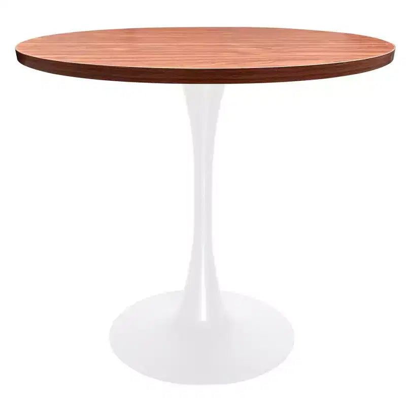 LeisureMod Bristol Table à manger ronde de 36 po de style moderne du milieu du siècle avec plateau en MDF et base en fer blanc pour cuisine, salle à manger, petit-déjeuner et petits espaces