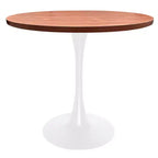 LeisureMod Bristol Table à manger ronde de 36 po de style moderne du milieu du siècle avec plateau en MDF et base en fer blanc pour cuisine, salle à manger, petit-déjeuner et petits espaces
