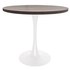 LeisureMod Bristol Table à manger ronde de 36 po de style moderne du milieu du siècle avec plateau en MDF et base en fer blanc pour cuisine, salle à manger, petit-déjeuner et petits espaces