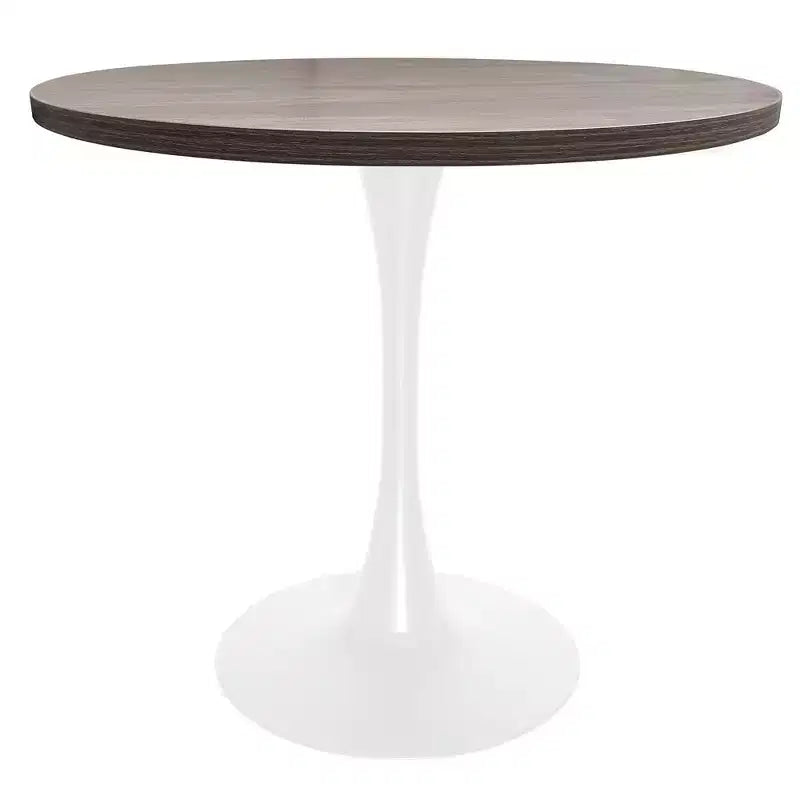 LeisureMod Bristol Table à manger ronde de 36 po de style moderne du milieu du siècle avec plateau en MDF et base en fer blanc pour cuisine, salle à manger, petit-déjeuner et petits espaces
