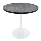 LeisureMod Bristol Mid-Century Modern 36 Round Dining Table with MDF Top and White Iron Base for Kitchen, Dining Room, Breakfast & Small Spaces