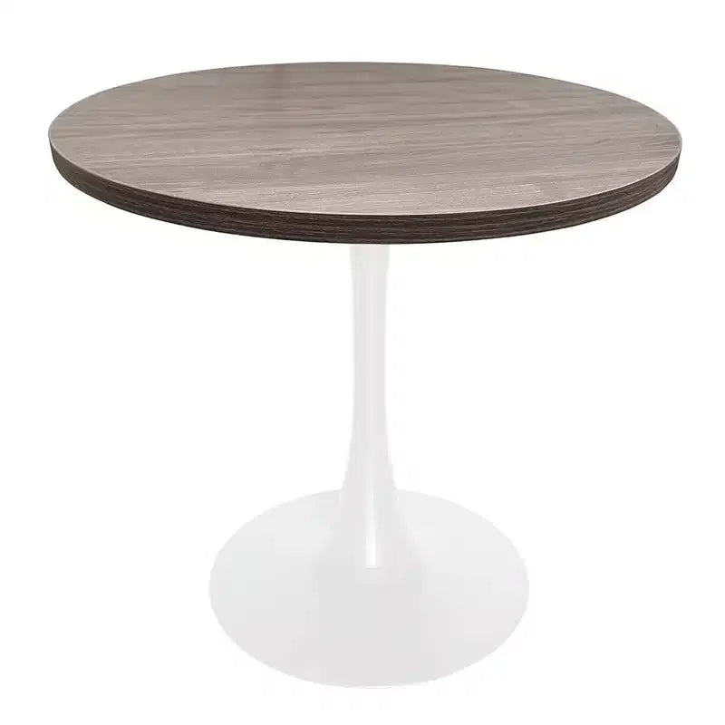 LeisureMod Bristol Table à manger ronde de 36 po de style moderne du milieu du siècle avec plateau en MDF et base en fer blanc pour cuisine, salle à manger, petit-déjeuner et petits espaces