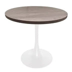 LeisureMod Bristol Table à manger ronde de 36 po de style moderne du milieu du siècle avec plateau en MDF et base en fer blanc pour cuisine, salle à manger, petit-déjeuner et petits espaces