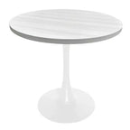 LeisureMod Bristol Table à manger ronde de 36 po de style moderne du milieu du siècle avec plateau en MDF et base en fer blanc pour cuisine, salle à manger, petit-déjeuner et petits espaces