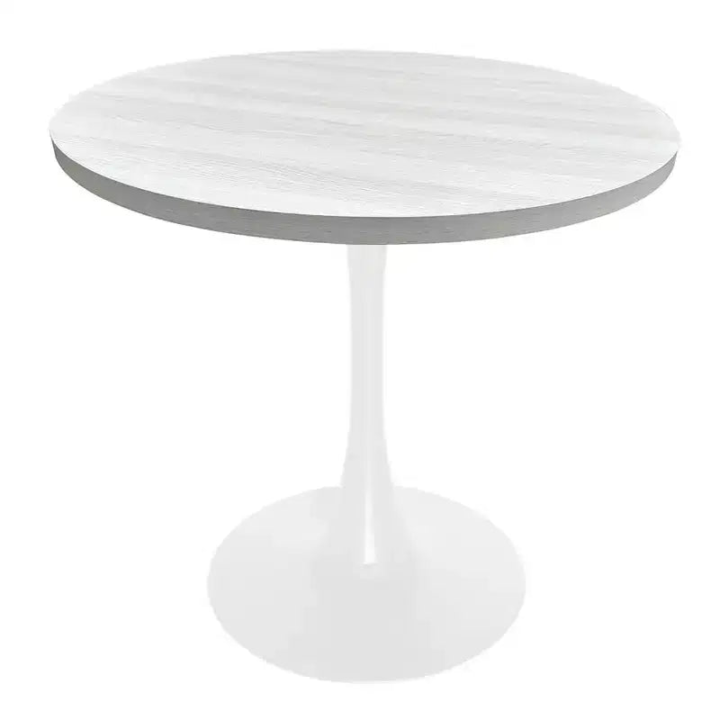 LeisureMod Bristol Table à manger ronde de 36 po de style moderne du milieu du siècle avec plateau en MDF et base en fer blanc pour cuisine, salle à manger, petit-déjeuner et petits espaces