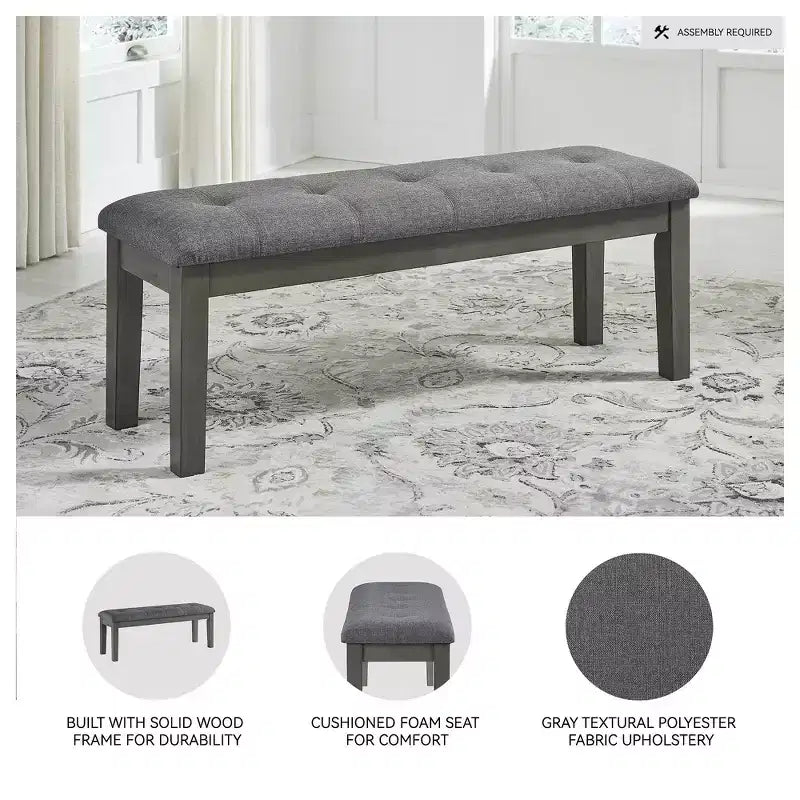 Banc de salle à manger Signature Design by Ashley Hallanden 50 contemporain bicolore gris
