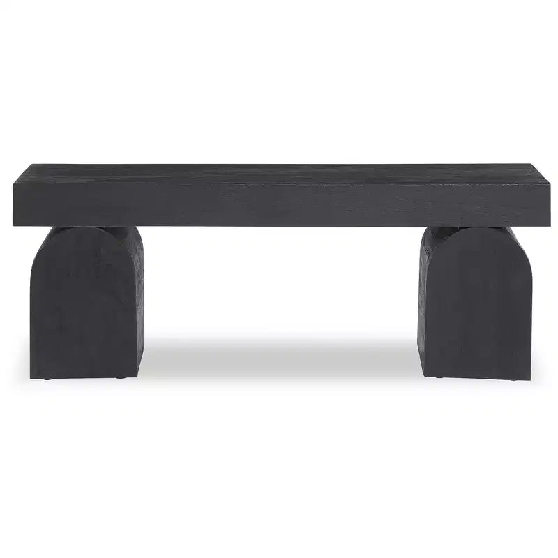 Banc d'appoint Holgrove de Signature Design by Ashley – Bois massif noir mat avec pieds décoratifs surdimensionnés