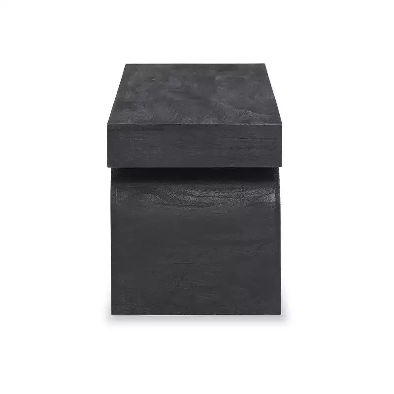 Banc d'appoint Holgrove de Signature Design by Ashley – Bois massif noir mat avec pieds décoratifs surdimensionnés