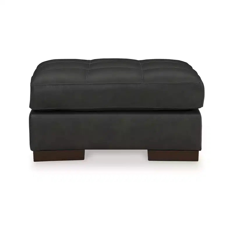 Signature Design by Ashley Luigi — Pouf contemporain en cuir noir