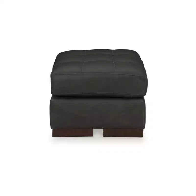Signature Design by Ashley Luigi — Pouf contemporain en cuir noir