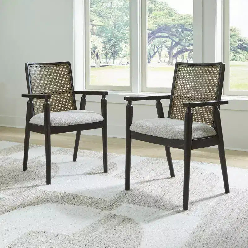 Signature Design by Ashley Galliden – Chaise de salle à manger avec accoudoirs, lot de 2, noir