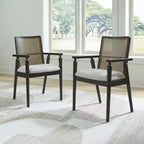 Signature Design by Ashley Galliden – Chaise de salle à manger avec accoudoirs, lot de 2, noir