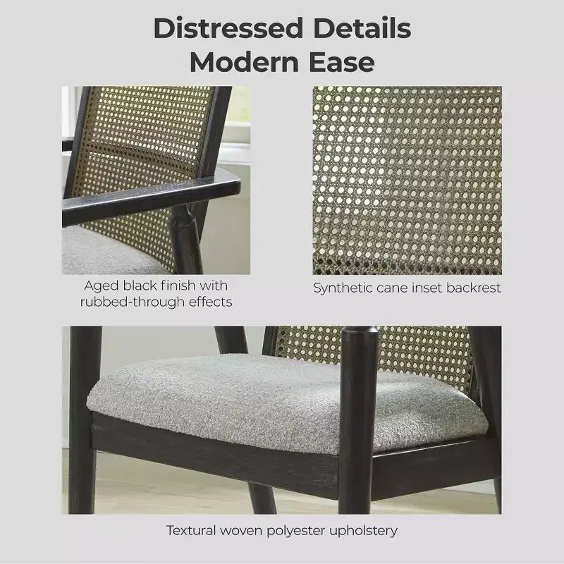 Signature Design by Ashley Galliden – Chaise de salle à manger avec accoudoirs, lot de 2, noir