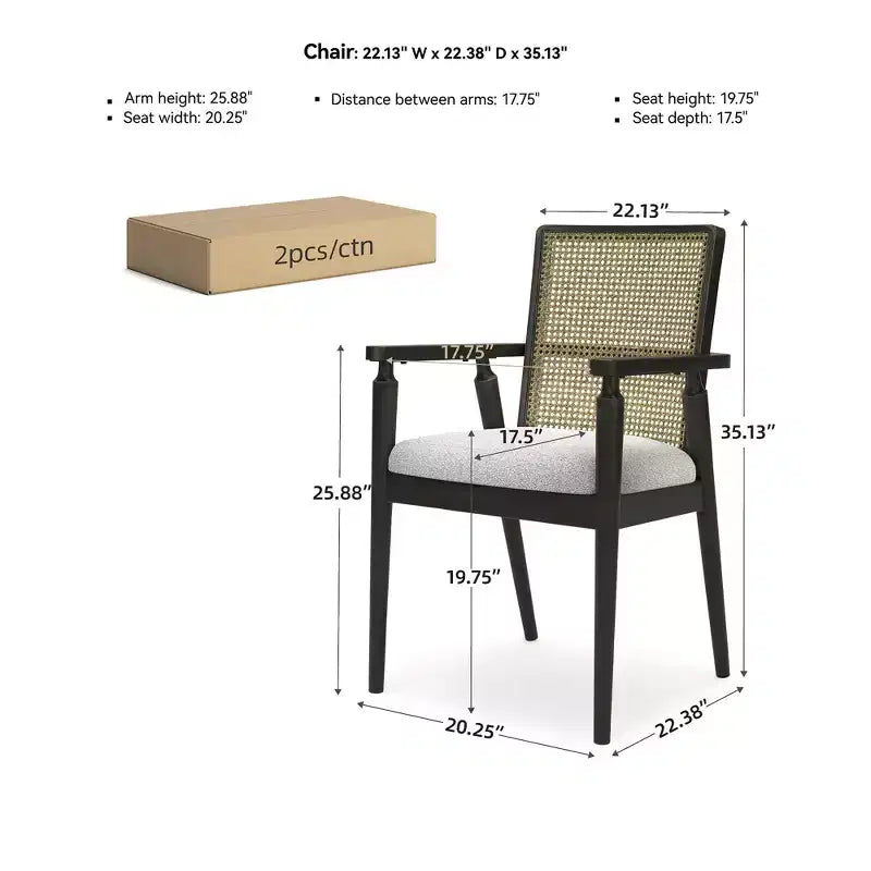 Signature Design by Ashley Galliden – Chaise de salle à manger avec accoudoirs, lot de 2, noir