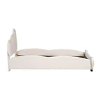 Lit plateforme rembourré en velours pour matelas jumeau/double/grand format avec tête de lit en forme d'ours et pochette de rangement au pied du lit 4W - ModernLuxe
