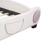 Lit plateforme rembourré en velours pour matelas jumeau/double/grand format avec tête de lit en forme d'ours et pochette de rangement au pied du lit 4W - ModernLuxe