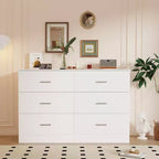 Commode haute à 6 tiroirs pour chambre à coucher en MDF avec finition résistante aux rayures, blanc