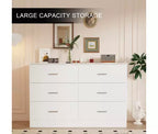 Commode haute à 6 tiroirs pour chambre à coucher en MDF avec finition résistante aux rayures, blanc
