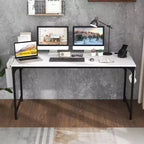 Costway Bureau d'ordinateur moderne 60 pouces avec station de charge, sac de rangement et crochet pour casque, blanc