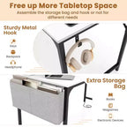 Costway Bureau d'ordinateur moderne 60 pouces avec station de charge, sac de rangement et crochet pour casque, blanc