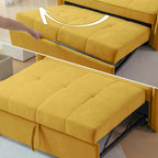 Canapé-lit gigogne en tissu chenille jaune - 39,00 x 53,50 x 31,50