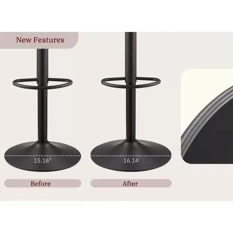 HOMLUX Lot de 2 tabourets de bar réglables avec dossier ouvert et pivotant