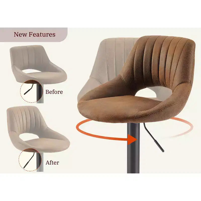 HOMLUX Lot de 2 tabourets de bar réglables avec dossier ouvert et pivotant