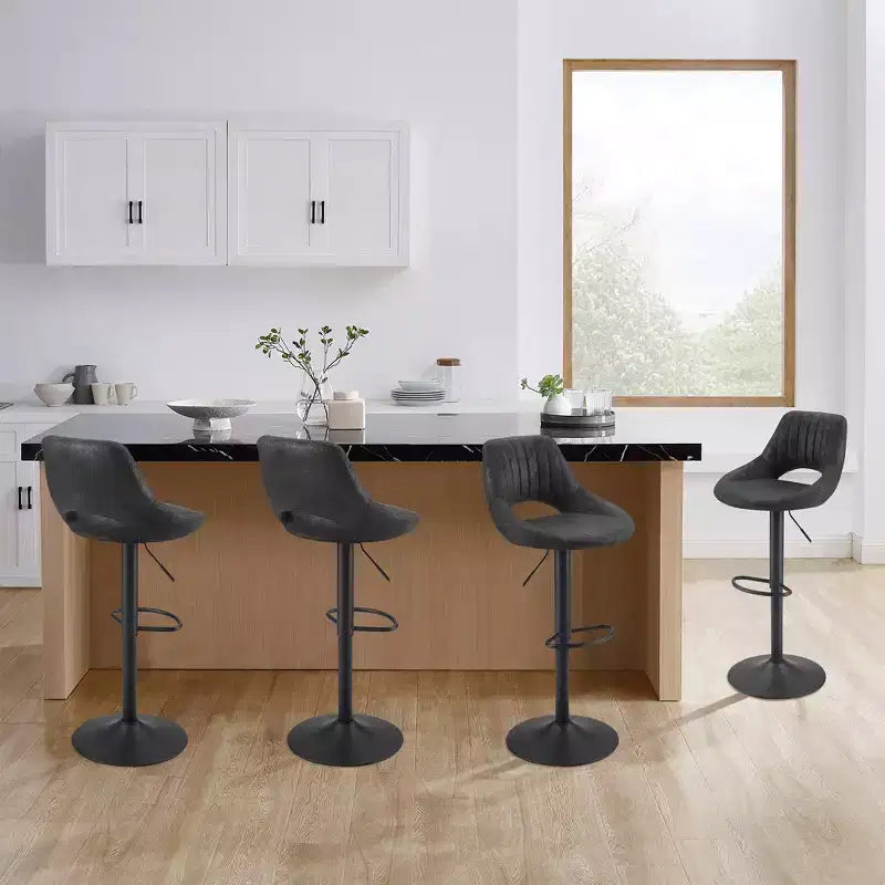 HOMLUX Lot de 2 tabourets de bar réglables avec dossier ouvert et pivotant