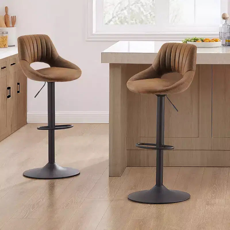 HOMLUX Lot de 2 tabourets de bar réglables avec dossier ouvert et pivotant