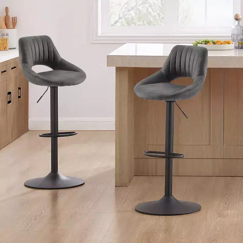 HOMLUX Lot de 2 tabourets de bar réglables avec dossier ouvert et pivotant