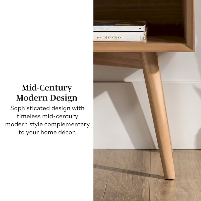 Table de chevet Middlebrook Mid-Century en bois massif à 1 tiroir, ensemble de 2