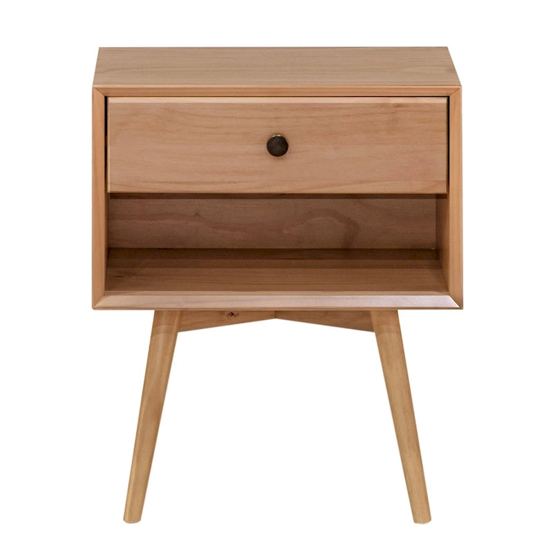 Table de chevet Middlebrook Mid-Century en bois massif à 1 tiroir, ensemble de 2