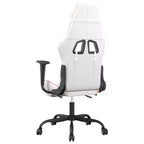 vidaXL Chaise de Massage Gaming avec Siège et Dossier Réglables, Fonction de Massage Intégrée - Rembourrée en Mousse, Recouverte de Blanc et Rose