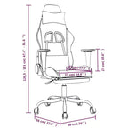 vidaXL Chaise de Massage Gaming avec Siège et Dossier Réglables, Fonction de Massage Intégrée - Rembourrée en Mousse, Recouverte de Blanc et Rose