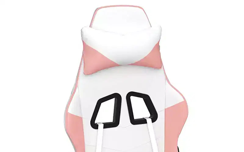 vidaXL Chaise de Massage Gaming avec Siège et Dossier Réglables, Fonction de Massage Intégrée - Rembourrée en Mousse, Recouverte de Blanc et Rose
