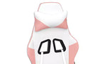 vidaXL Chaise de Massage Gaming avec Siège et Dossier Réglables, Fonction de Massage Intégrée - Rembourrée en Mousse, Recouverte de Blanc et Rose