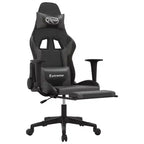 vidaXL Chaise de jeu réglable - Noir et gris, similicuir, conception ergonomique, pivotante à 360 degrés, roulettes, dossier inclinable et repose-pieds