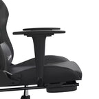 vidaXL Chaise de jeu réglable - Noir et gris, similicuir, conception ergonomique, pivotante à 360 degrés, roulettes, dossier inclinable et repose-pieds
