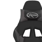 vidaXL Chaise de jeu réglable - Noir et gris, similicuir, conception ergonomique, pivotante à 360 degrés, roulettes, dossier inclinable et repose-pieds