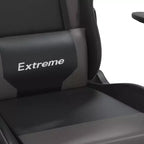 vidaXL Chaise de jeu réglable - Noir et gris, similicuir, conception ergonomique, pivotante à 360 degrés, roulettes, dossier inclinable et repose-pieds
