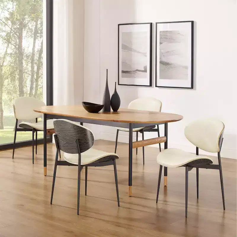 HOMLUX Lot de 2 chaises de salle à manger en peuplier rembourrées Chaise d'appoint moderne en similicuir pour chambre à coucher, cuisine, salle à manger, coin petit-déjeuner