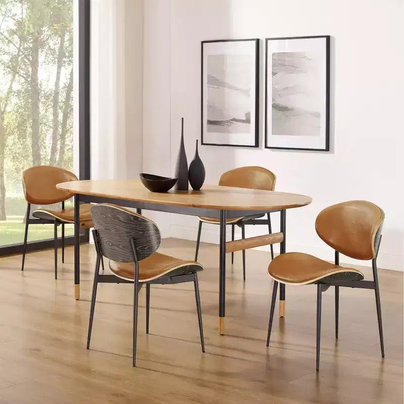 HOMLUX Lot de 2 chaises de salle à manger en peuplier rembourrées Chaise d'appoint moderne en similicuir pour chambre à coucher, cuisine, salle à manger, coin petit-déjeuner