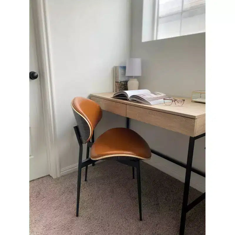 HOMLUX Lot de 2 chaises de salle à manger en peuplier rembourrées Chaise d'appoint moderne en similicuir pour chambre à coucher, cuisine, salle à manger, coin petit-déjeuner