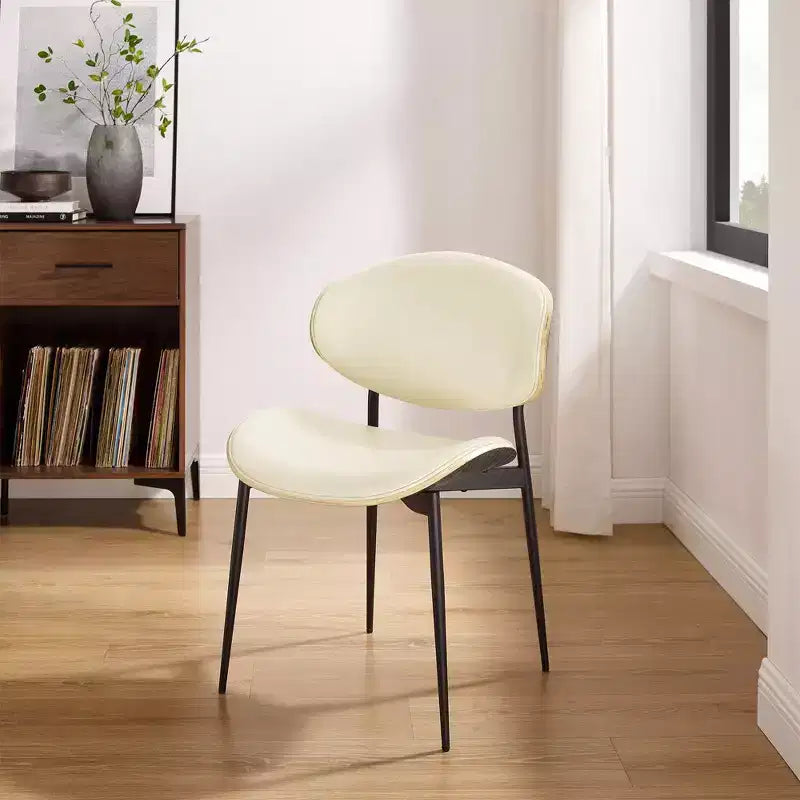 HOMLUX Lot de 2 chaises de salle à manger en peuplier rembourrées Chaise d'appoint moderne en similicuir pour chambre à coucher, cuisine, salle à manger, coin petit-déjeuner